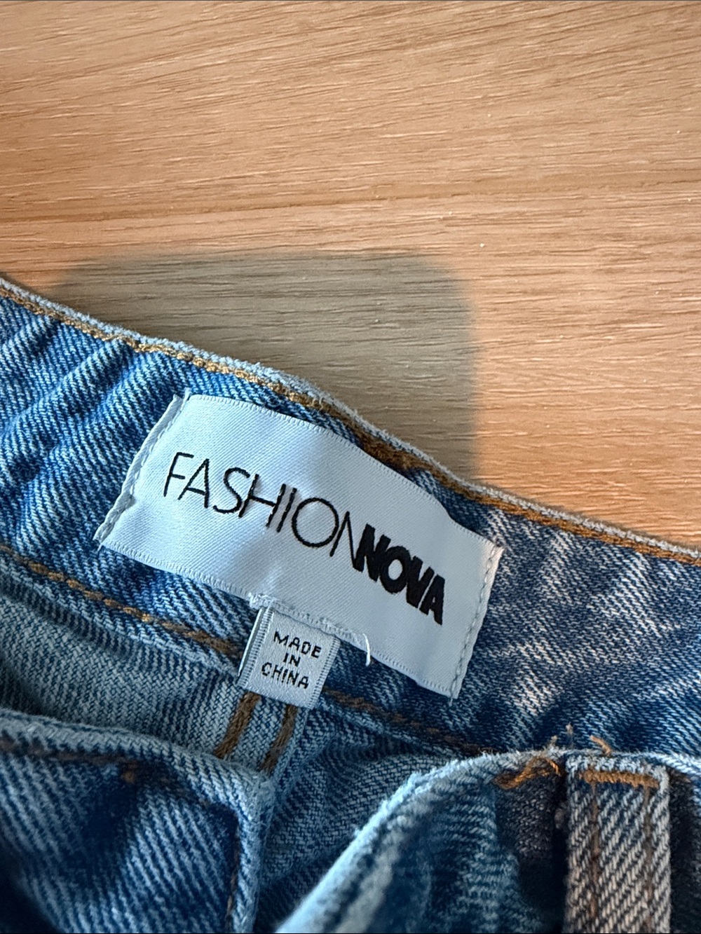 Fashion Nova Light Blue Wide Leg Jeans with Pearl Side Trim - Picture 2 of 2